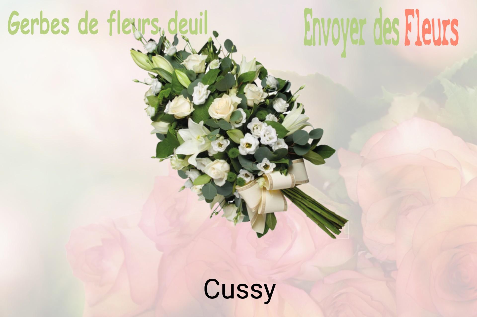Gerbe de fleurs de deuil livrée à Cussy